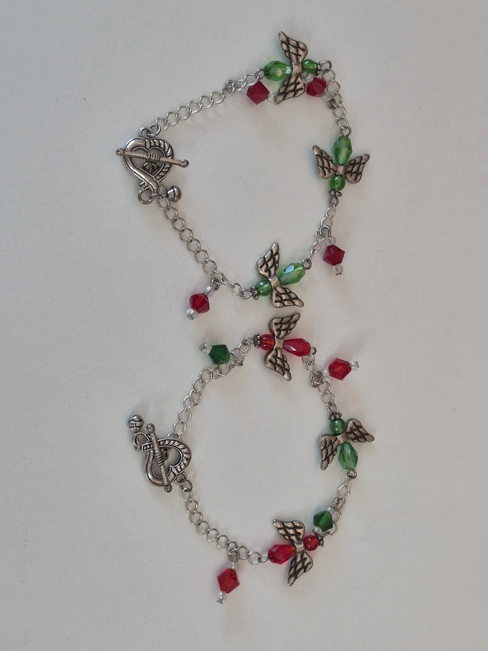 Pair of 2 Best Friend Angel Heart Toggle Friendship Btacelets